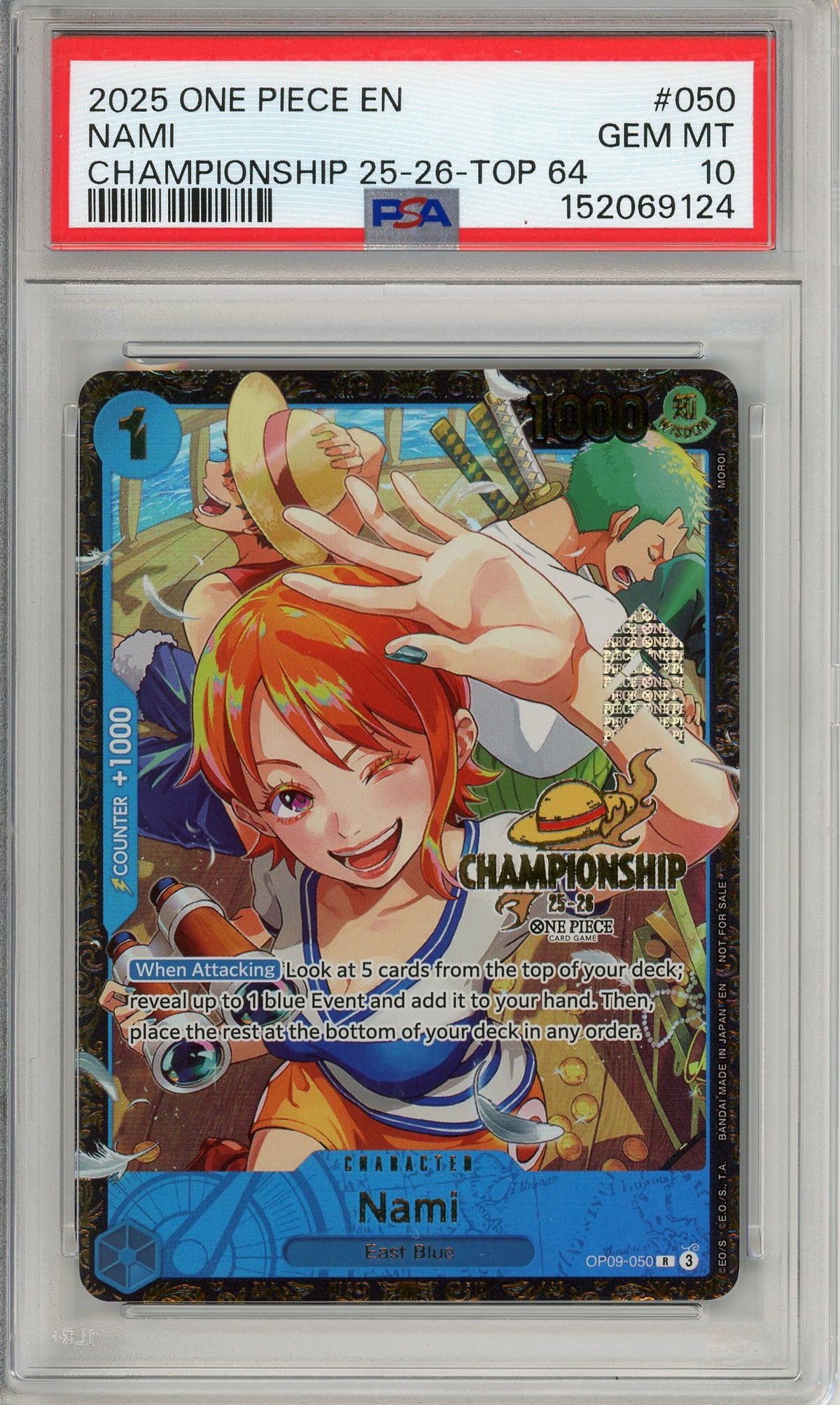 One Piece Graded: Nami OP09-050 Championship 25-26 Top 64 PSA 10