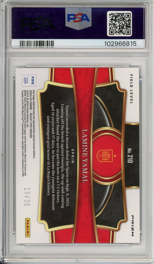 Graded Topps Now: 2023-24 Panini Select FIFA Tie-Dye Lamine Yamal #210 PSA 10