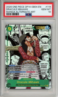 One Piece Graded: Dracule Mihawk OP14-119 Manga Alternate Art PSA 10