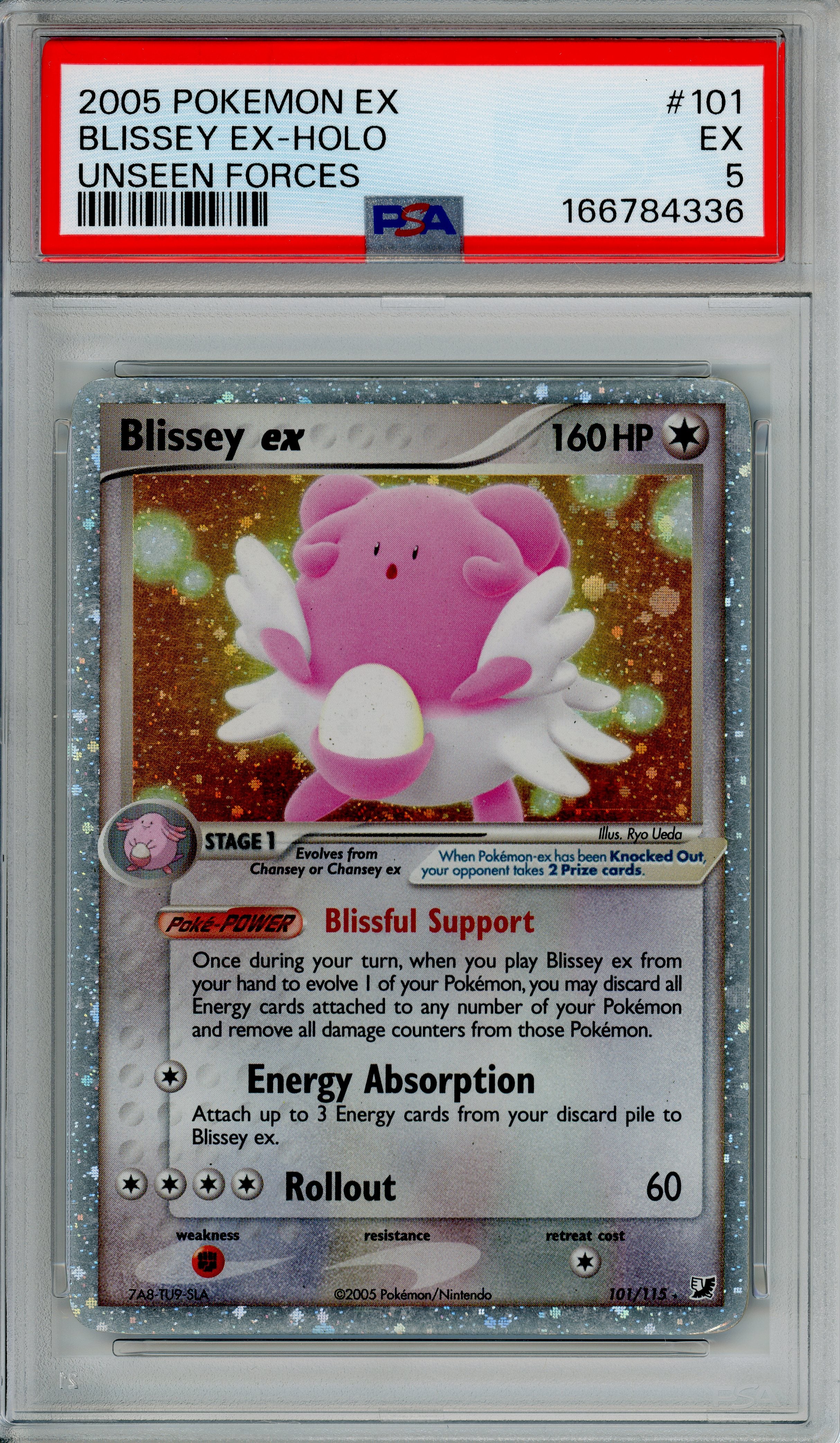 Pokemon Graded: Blissey ex 101/115 Unseen Forces (2005) PSA 5