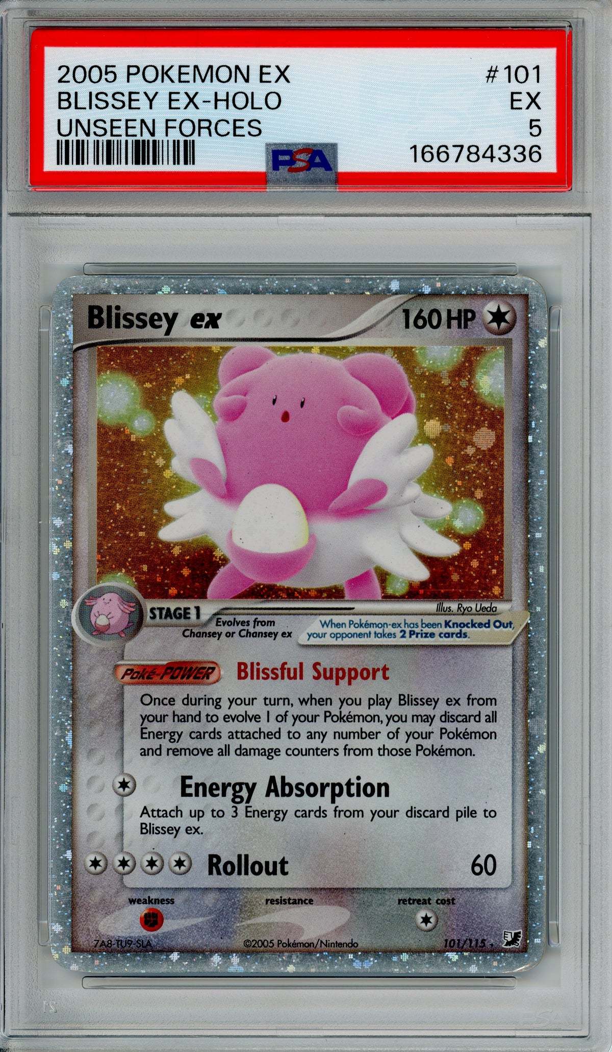 Pokemon Graded: Blissey ex 101/115 Unseen Forces (2005) PSA 5