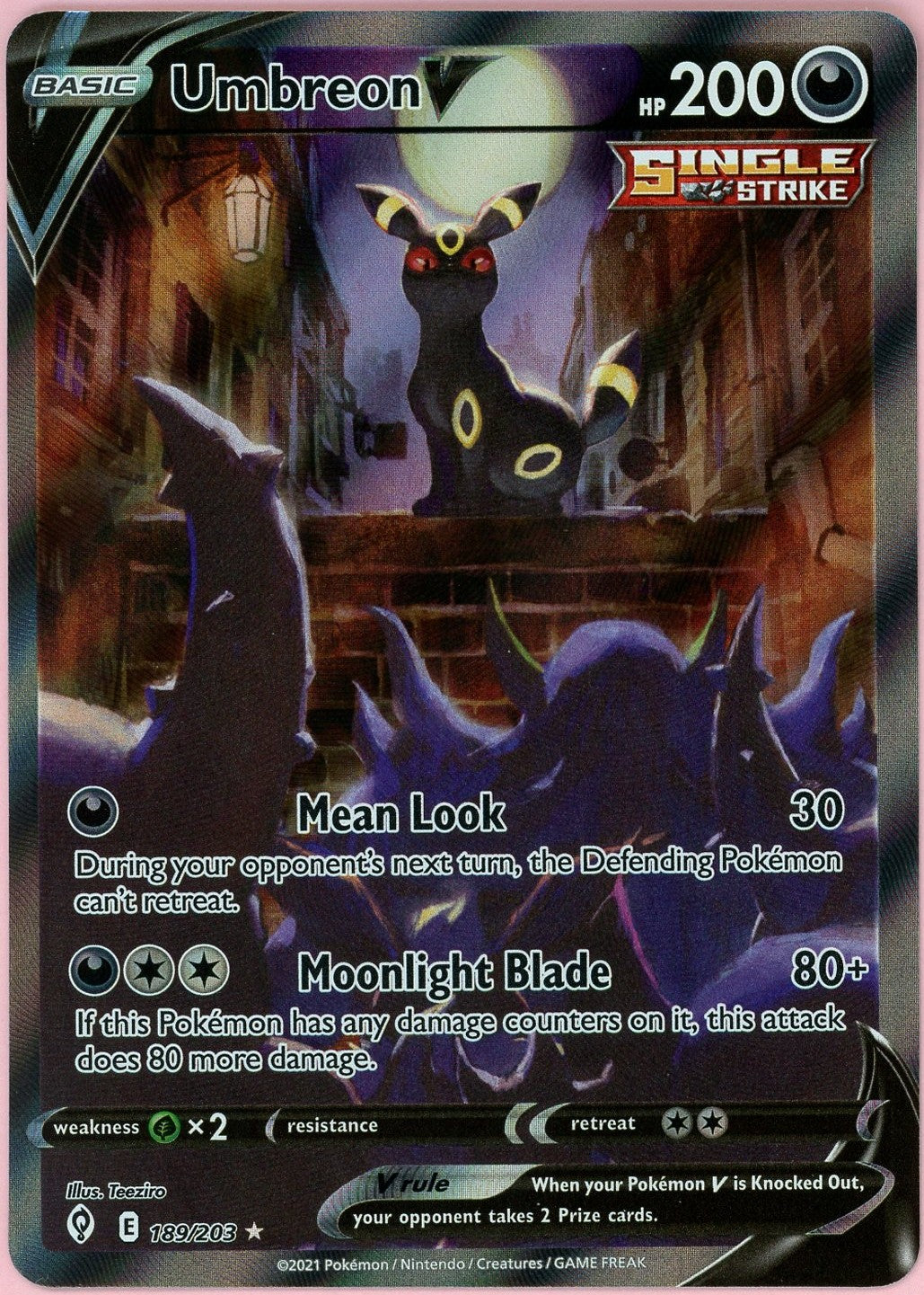 Pokemon Single: Umbreon V 189/203 Evolving Skies (2021) Alternate Art NM
