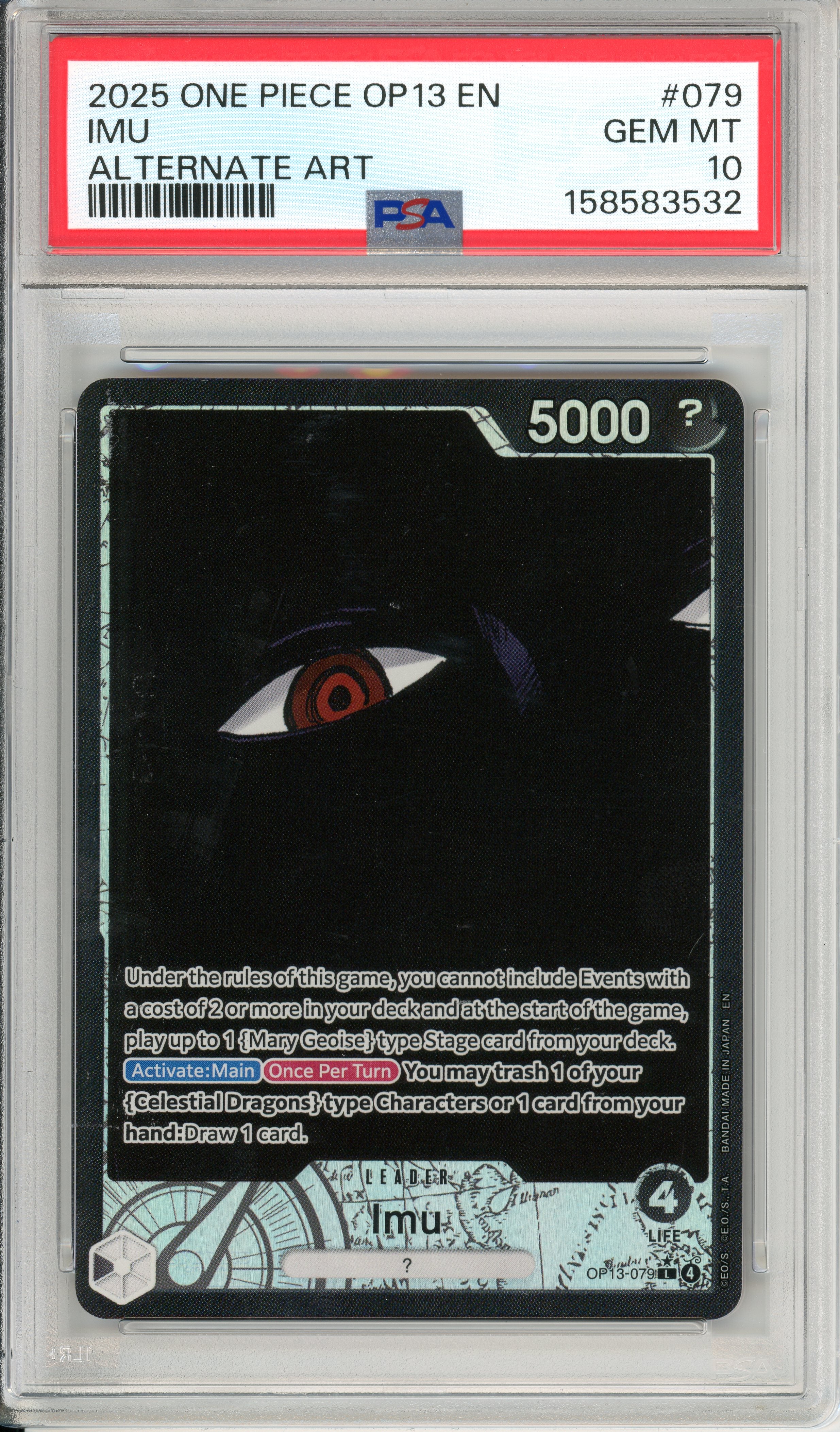 One Piece Graded: Imu OP13-079 Carrying On His Will Alt Art PSA 10