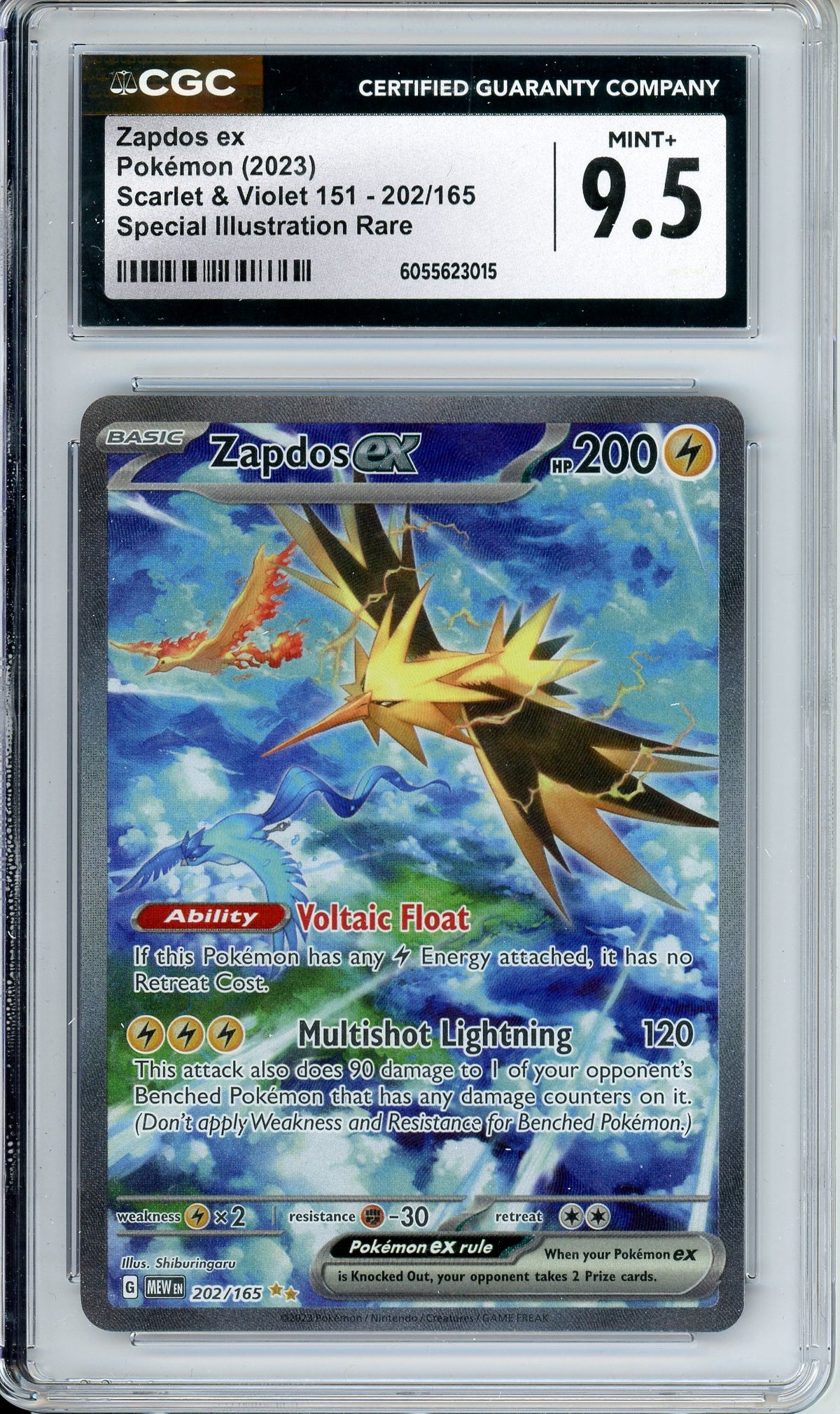 Pokemon Graded: Zapdos ex 202/165 Scarlet & Violet 151 (2023) SIR Holo CGC 9.5