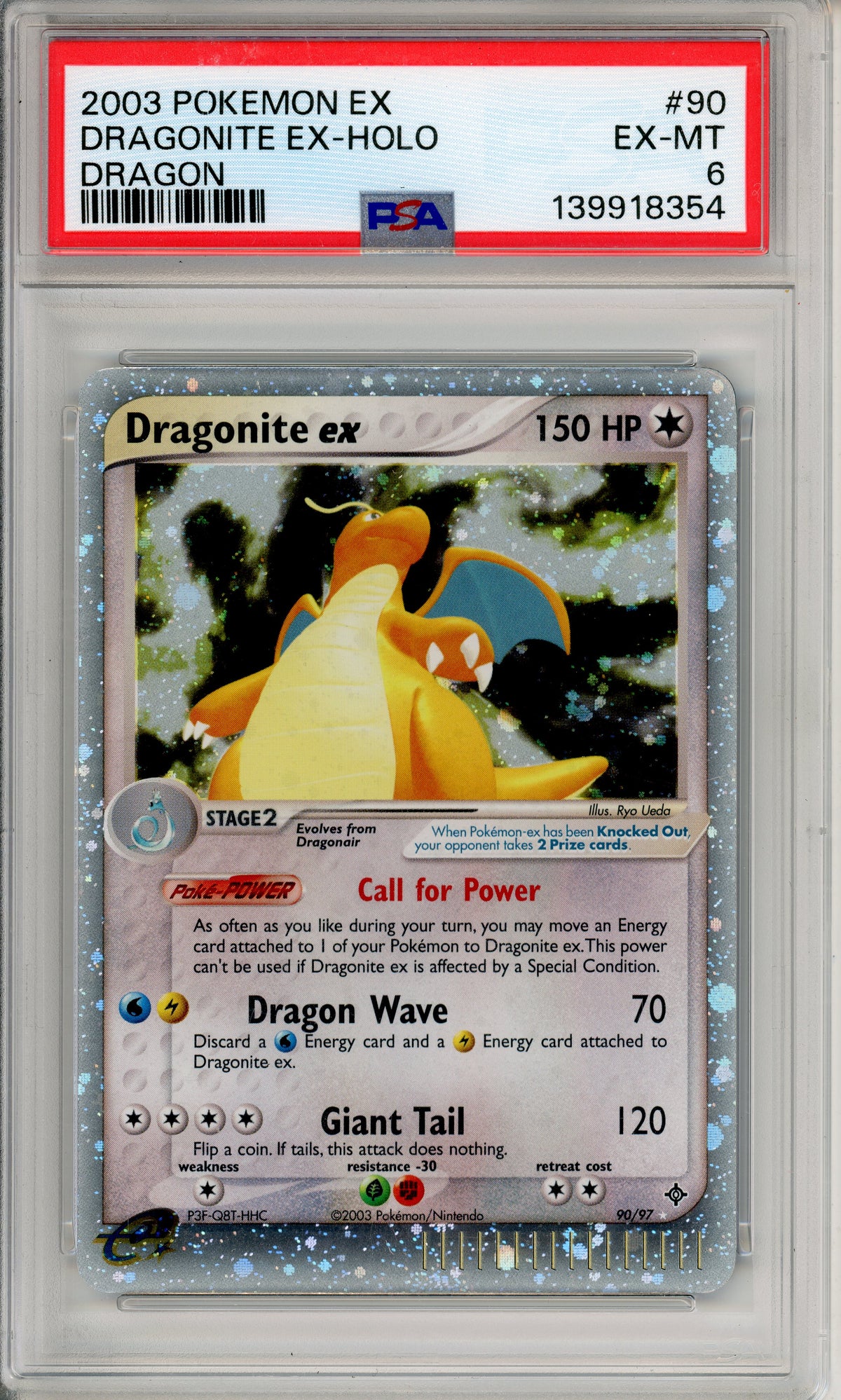 Pokemon Graded: Dragonite ex 90/97 Dragon (2003) Holo PSA 6