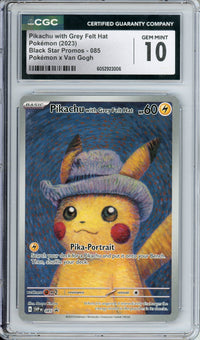Pokemon Graded: Pikachu with Grey Felt Hat #85 Pokemon x Van Gogh Black Star Promo (2023) CGC 10