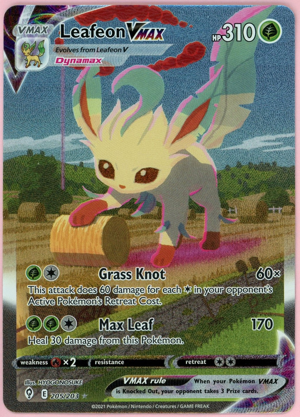 Pokemon Single: Leafeon VMAX 205/203 Evolving Skies (2021) Full Art NM