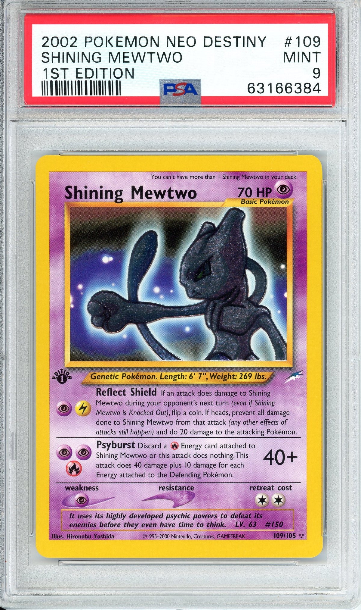 Pokemon Graded: Shining Mewtwo 1st Edition 109/105 Neo Destiny (2002) Holo PSA 9