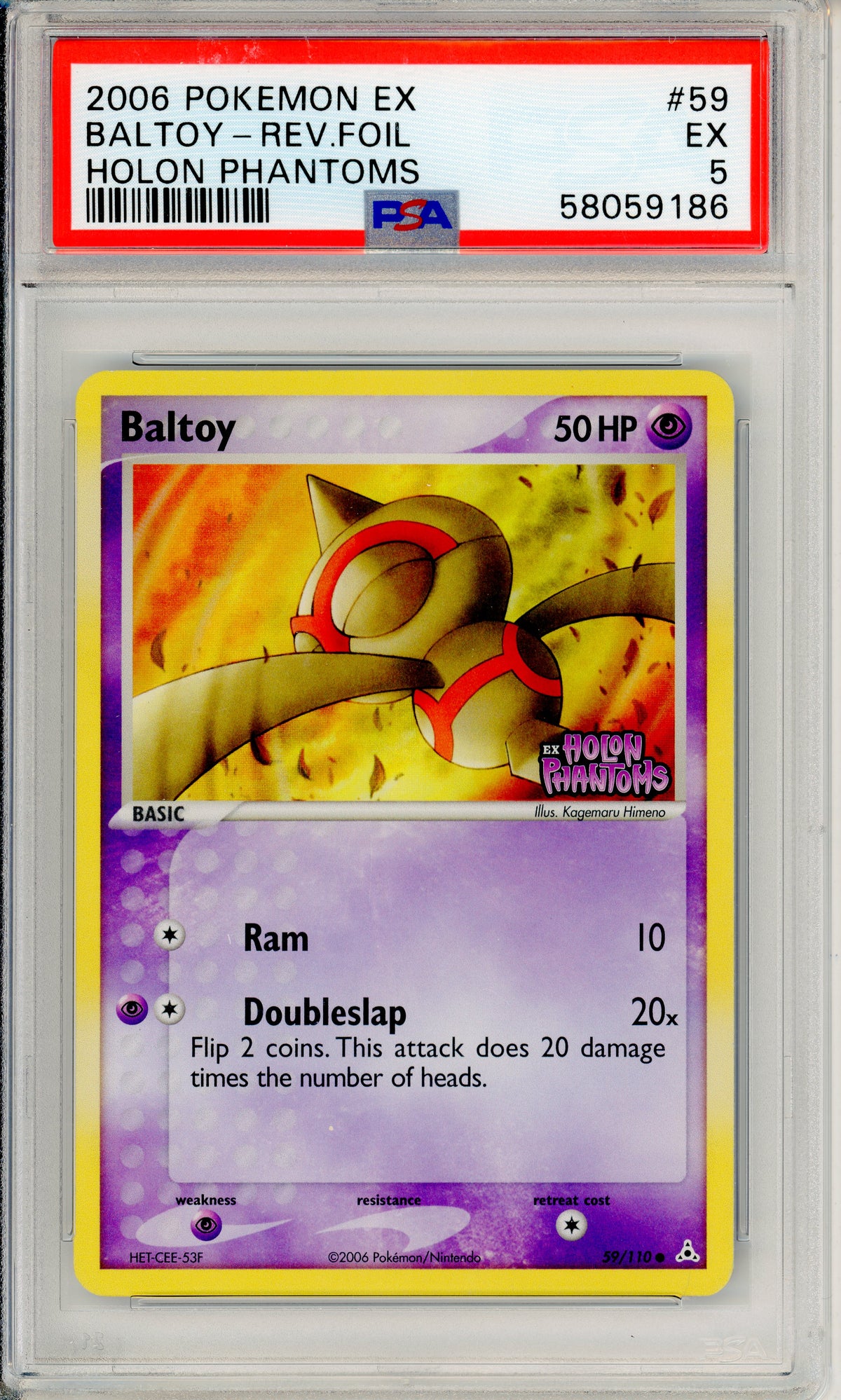 Pokemon Graded: Baltoy 59/110 Holon Phantoms (2006) Reverse Foil PSA 5