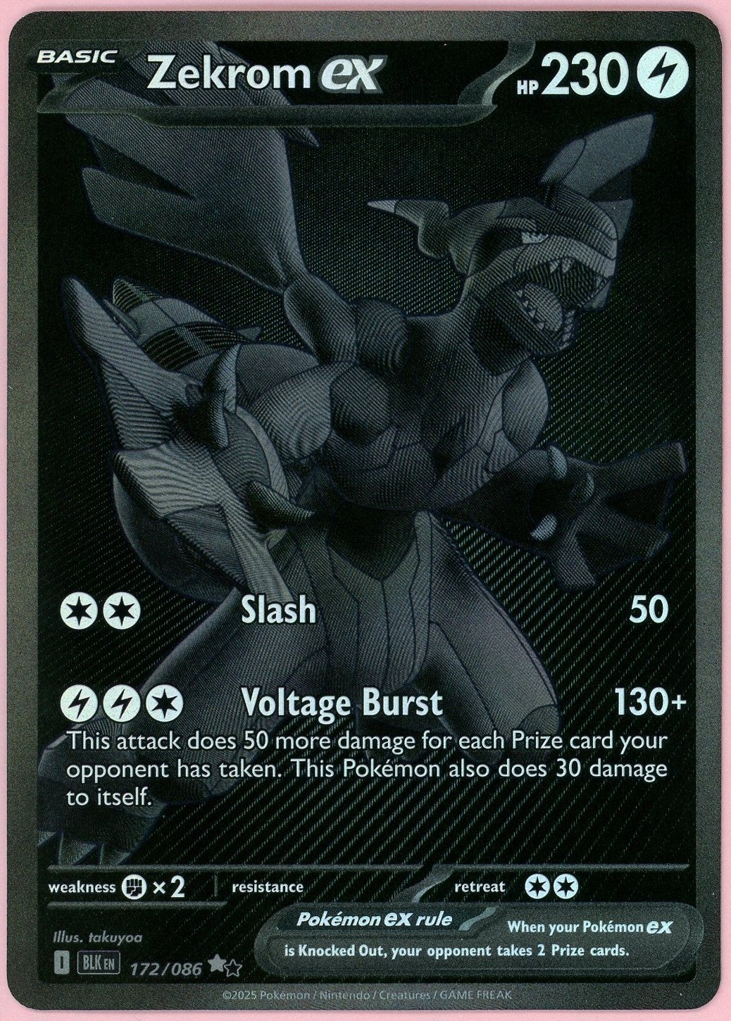 Pokemon Single: Zekrom ex 172/86 Black Bolt (2025) Holo NM