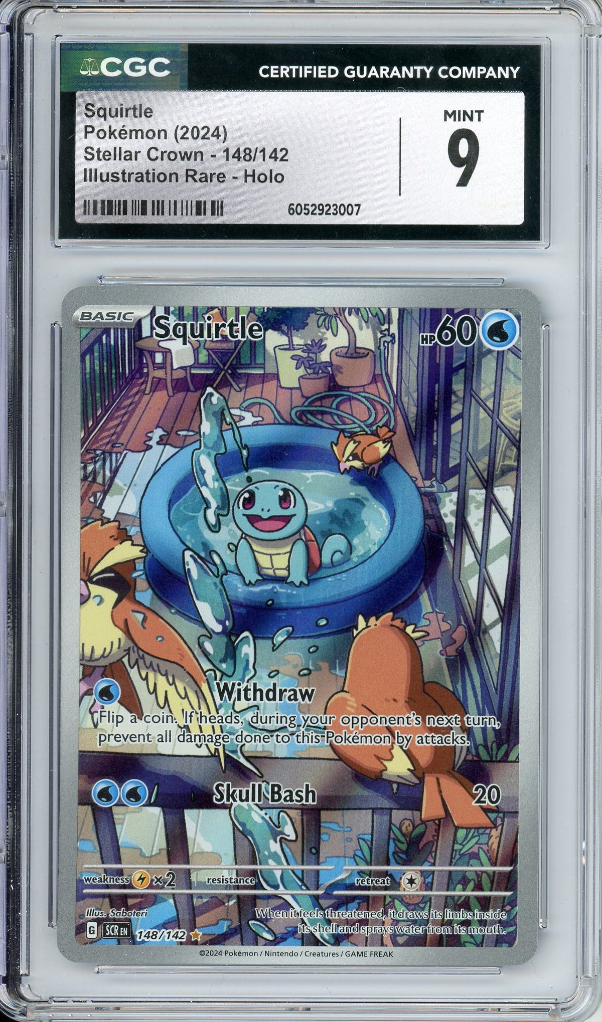 Pokemon Graded: Squirtle 148/142 Stellar Crown (2024) IR Holo CGC 9