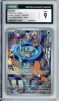 Pokemon Graded: Squirtle 148/142 Stellar Crown (2024) IR Holo CGC 9