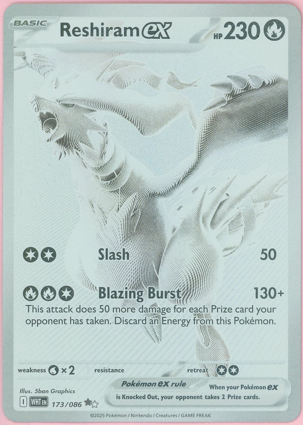 Pokemon Single: Reshiram ex 173/86 White Flare (2025) Holo NM