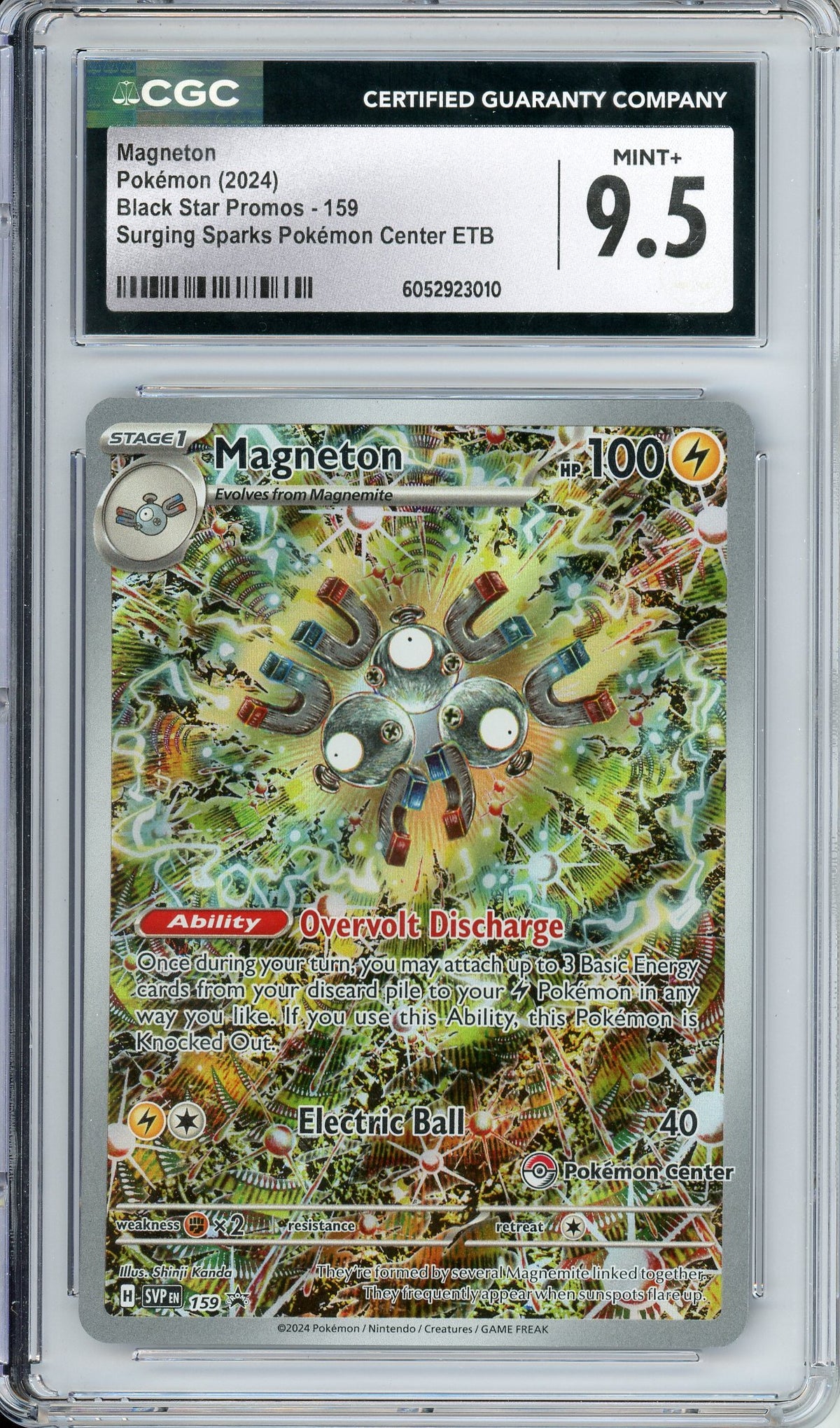 Pokemon Graded: Magneton #159 Surging Sparks Pokemon Center ETB (2024) Holo CGC 9.5