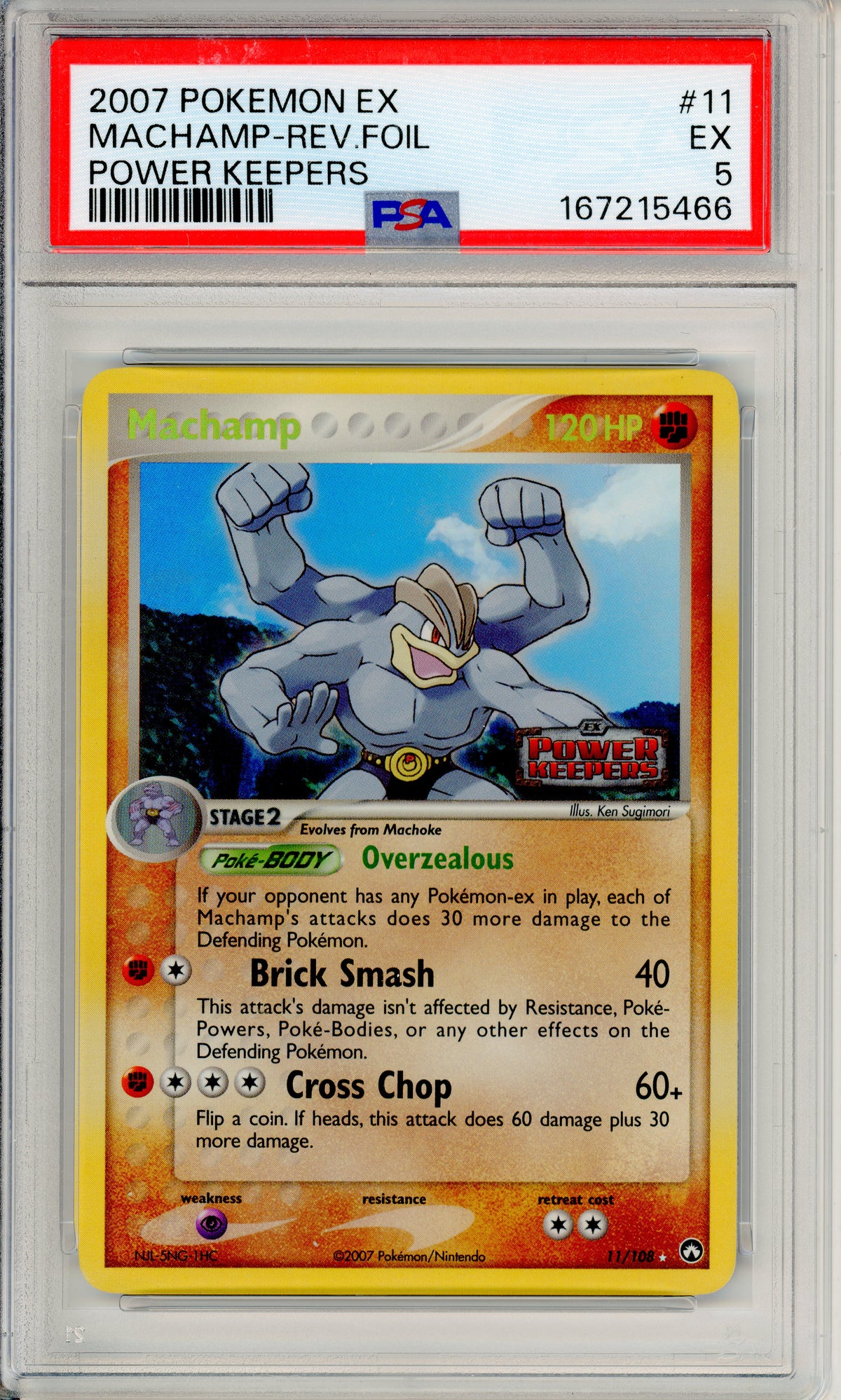 Pokemon Graded: Machamp 11/108 Power Keepers (2007) Reverse Foil PSA 5