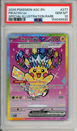 Pokemon Graded: Pikachu EX 277/217 Ascended Heroes (2026) SIR PSA 10