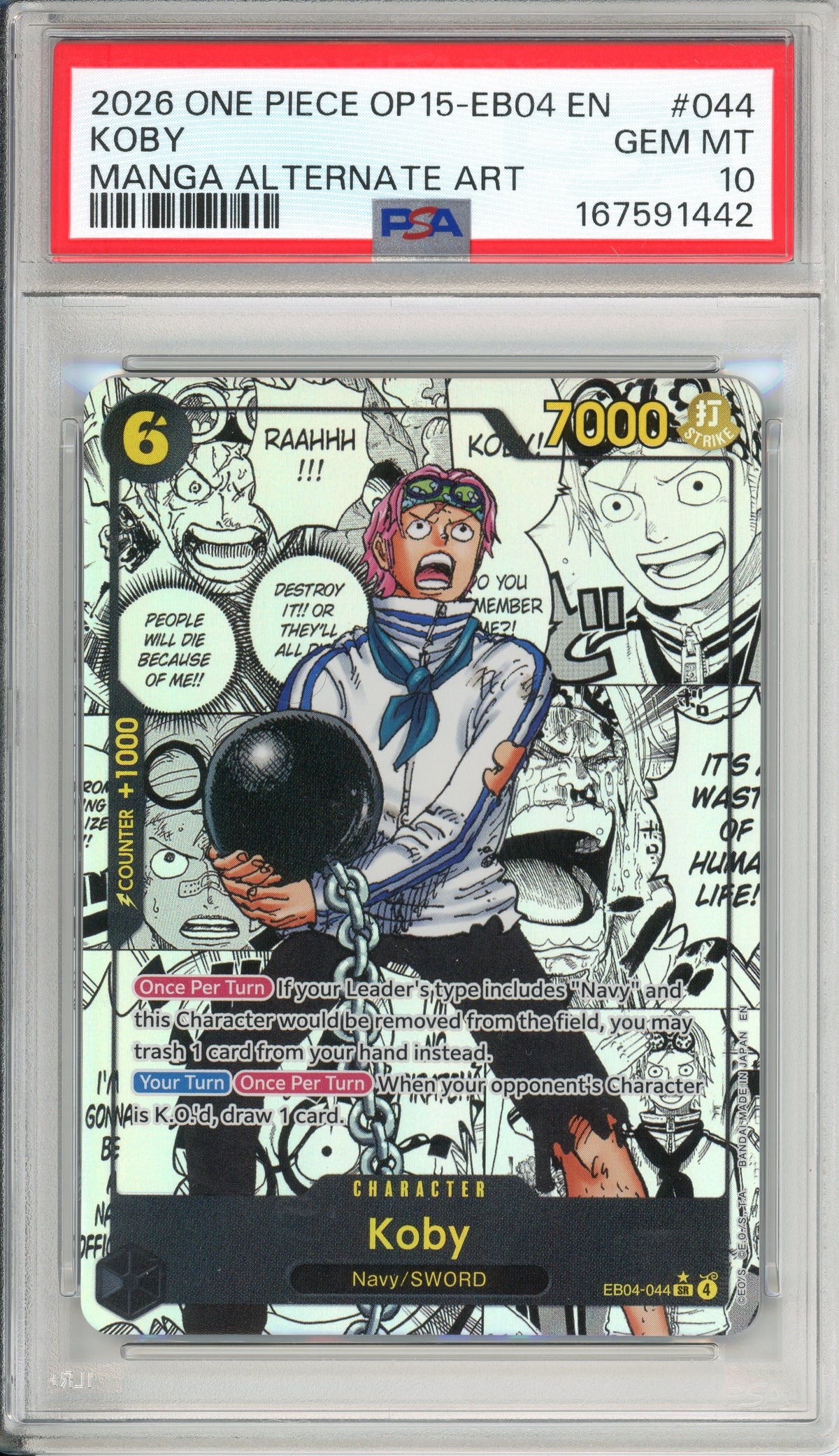 One Piece Graded: Koby OP15-EB04 Manga Alternate Art (2026) PSA 10
