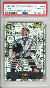 One Piece Graded: Koby OP15-EB04 Manga Alternate Art (2026) PSA 10