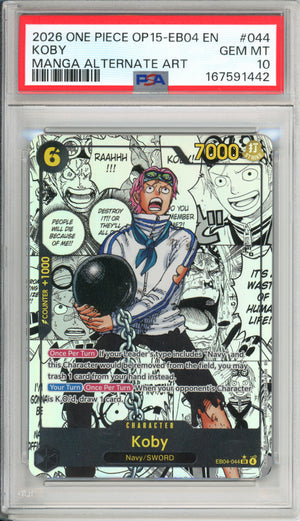 One Piece Graded: Koby OP15-EB04 Manga Alternate Art (2026) PSA 10