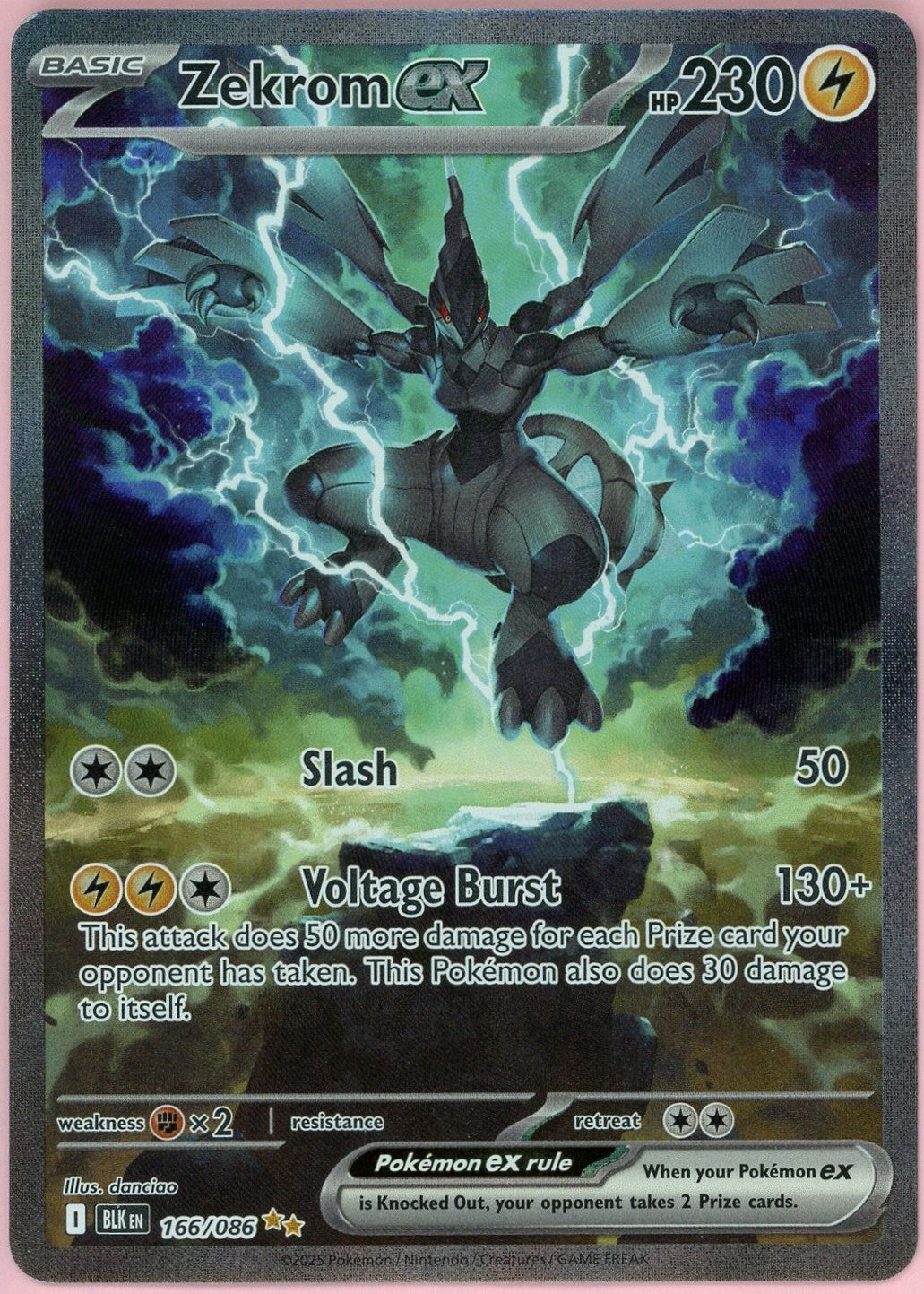 Pokemon Graded: Zekrom ex 166/186 Black Bolt (2025) SIR Holo NM