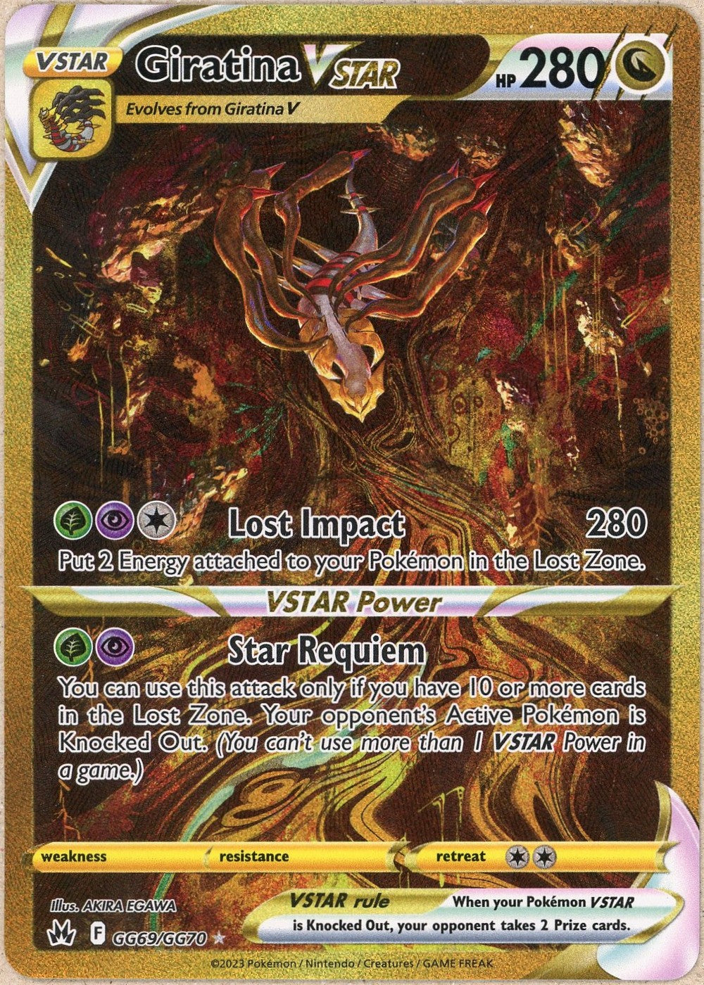 Pokemon Graded: Giratina VSTAR GG69/GG70 Crown Zenith (2023) Gold Holo MP
