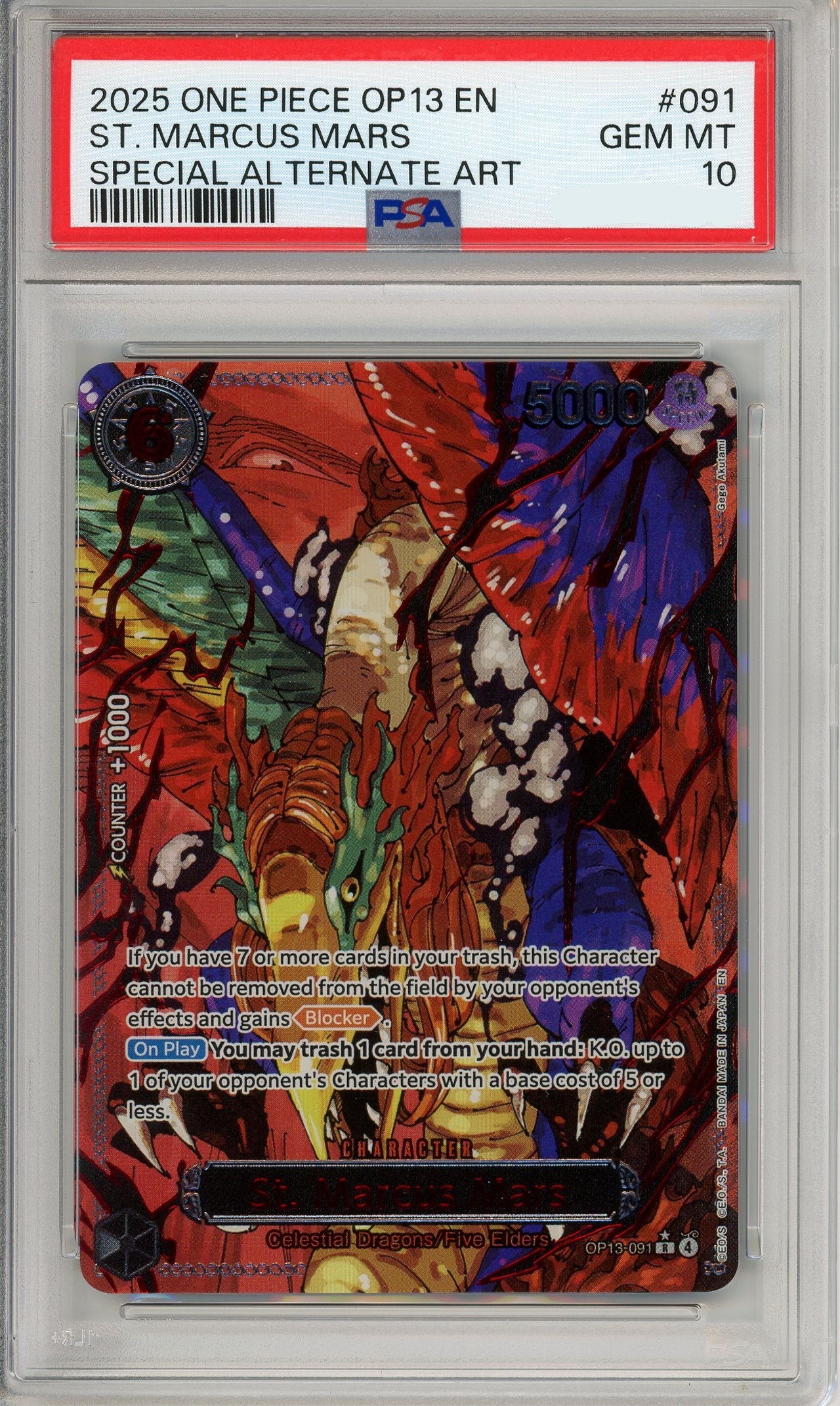 One Piece Graded: St. Marcus Mars OP13-091 Special Alternate Art