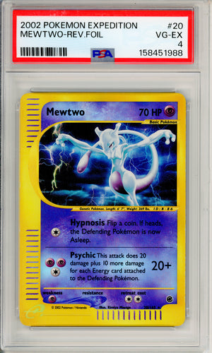 Pokemon Graded: Mewtwo 20/165 Expedition (2002) Reverse Foil PSA 4