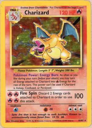 Pokemon Single: Charizard 4/102 Base Set (1999) Holo DMG – Double Infinity Gaming