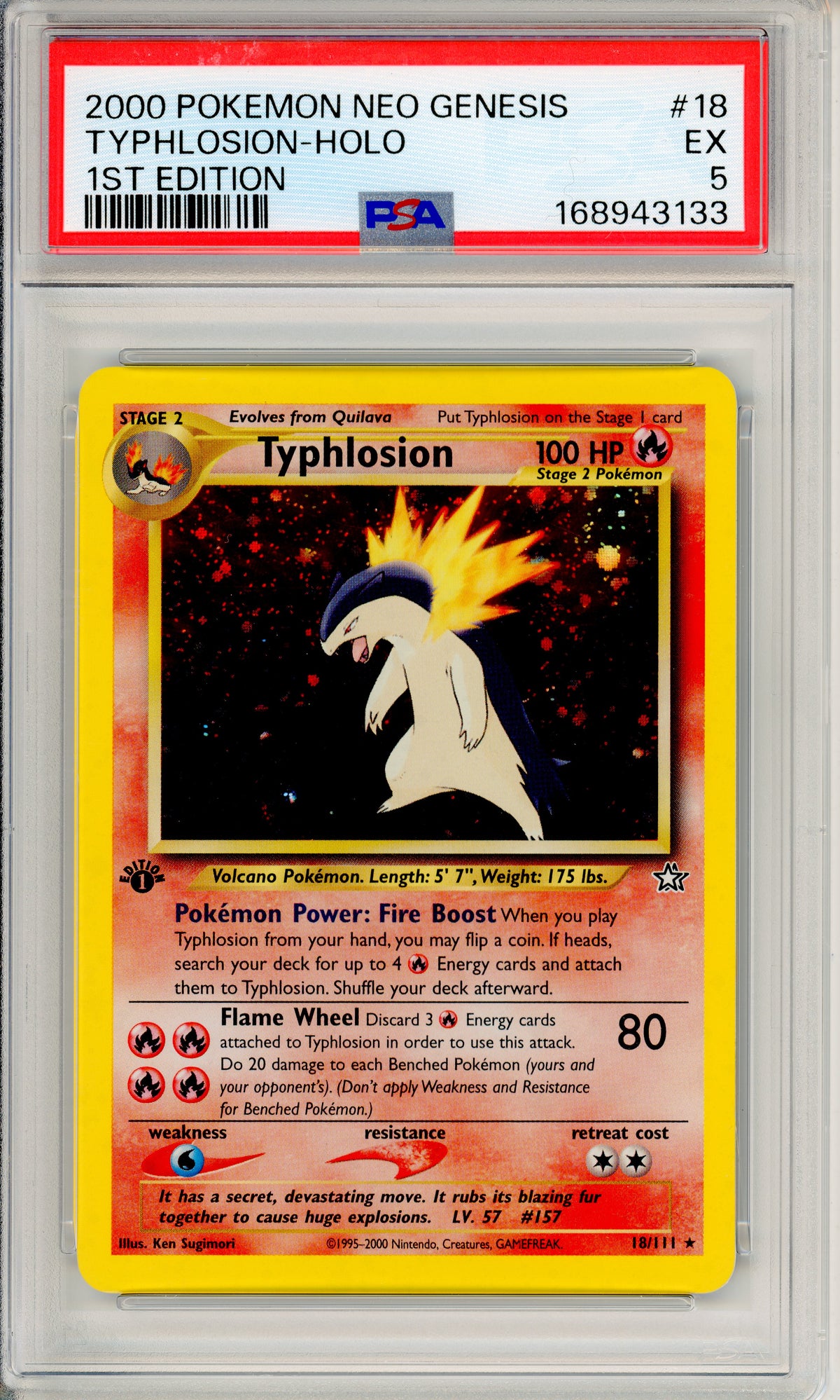 Pokemon Graded: Typhlosion 1st Edition 18/111 Neo Genesis (2000) Holo PSA 5