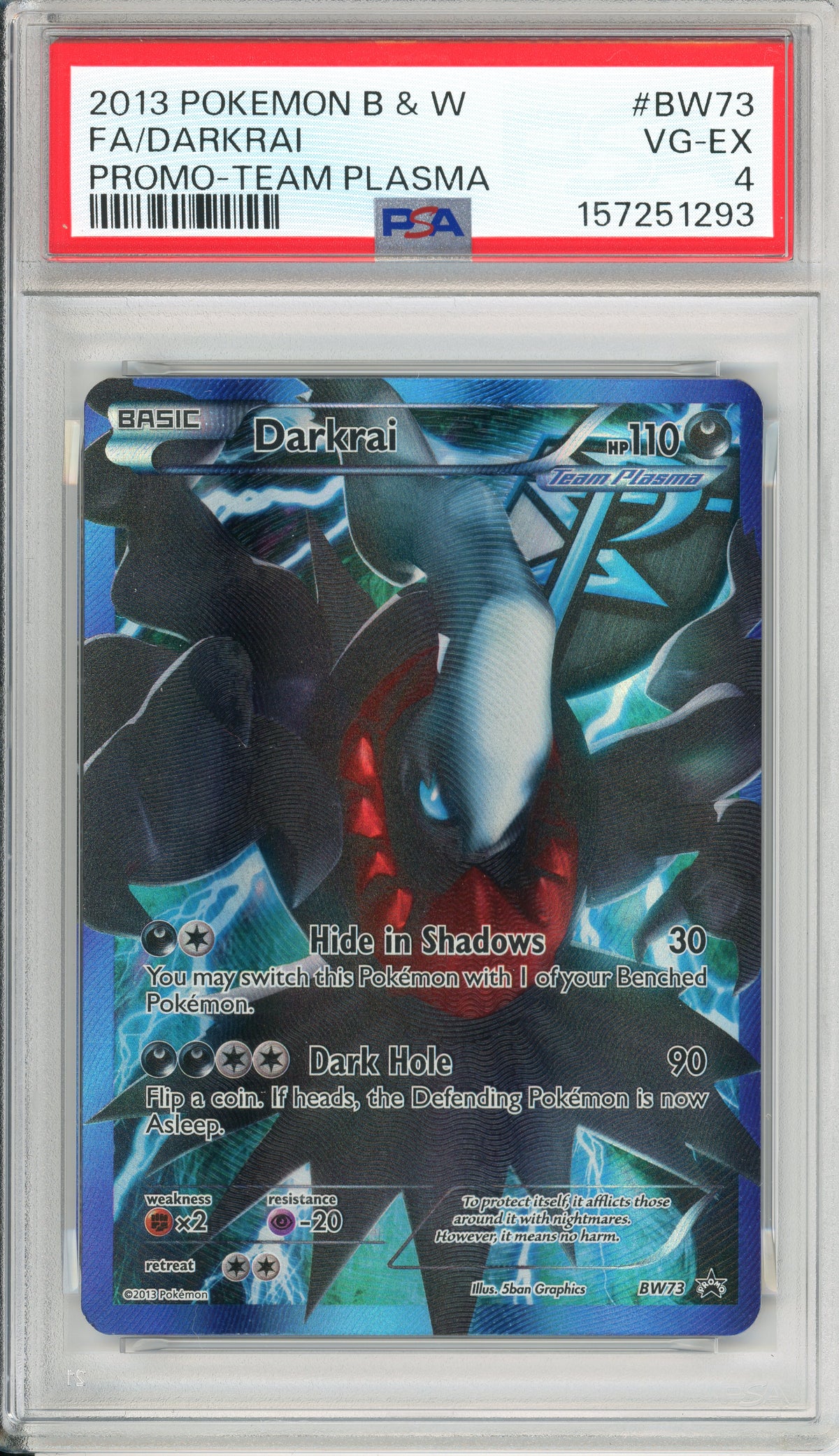 Pokemon Graded: Darkrai #BW73 Team Plasma (2013) Full Art PSA 4