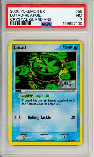 Pokemon Graded: Lotad 55/100 Crystal Gaurdians (2006) Reverse Foil PSA 7