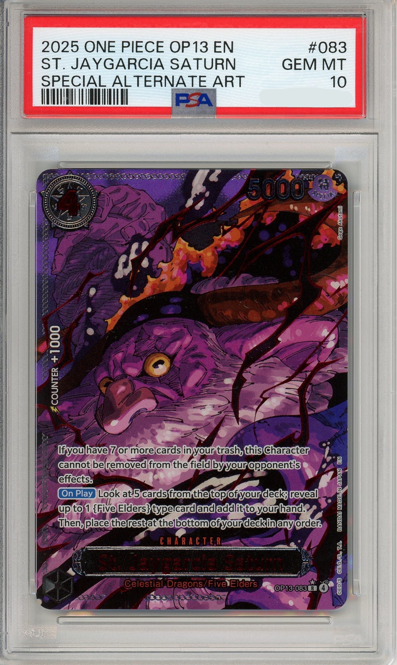 One Piece Graded: St. Jaygarcia Saturn OP13-083 Special Alternate