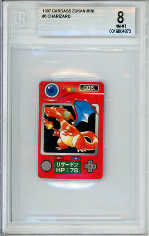 Pokemon Graded: Charizard #6 Carddass Zokan Mini (1997) Beckett 8