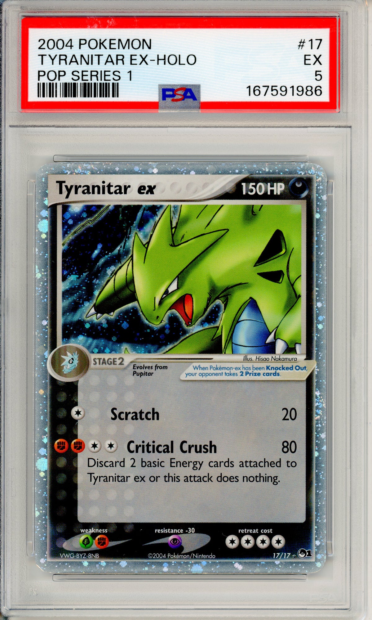 Pokemon Graded: Tyranitar ex 17/17 Pop Series 1 (2004) Holo PSA 5