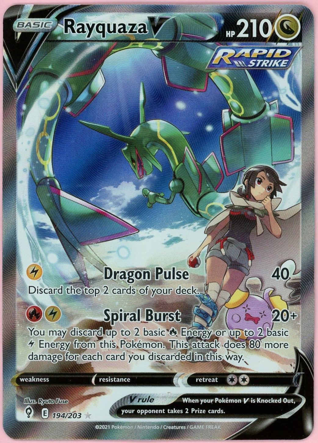 Pokemon Single: Rayquaza V 194/203 Evolving Skies (2021) Alternate Art NM