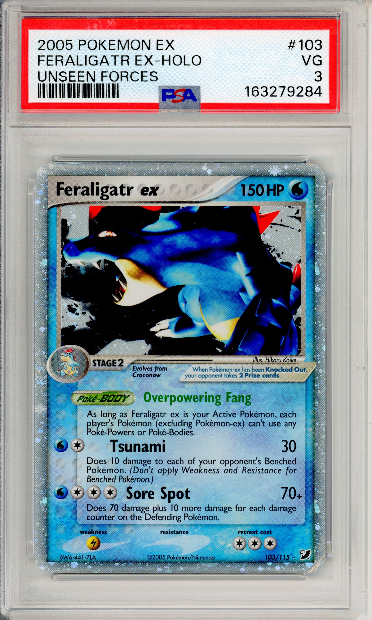 Pokemon Graded: Feraligatr ex 103/115 Unseen Forces (2005) Holo PSA 3