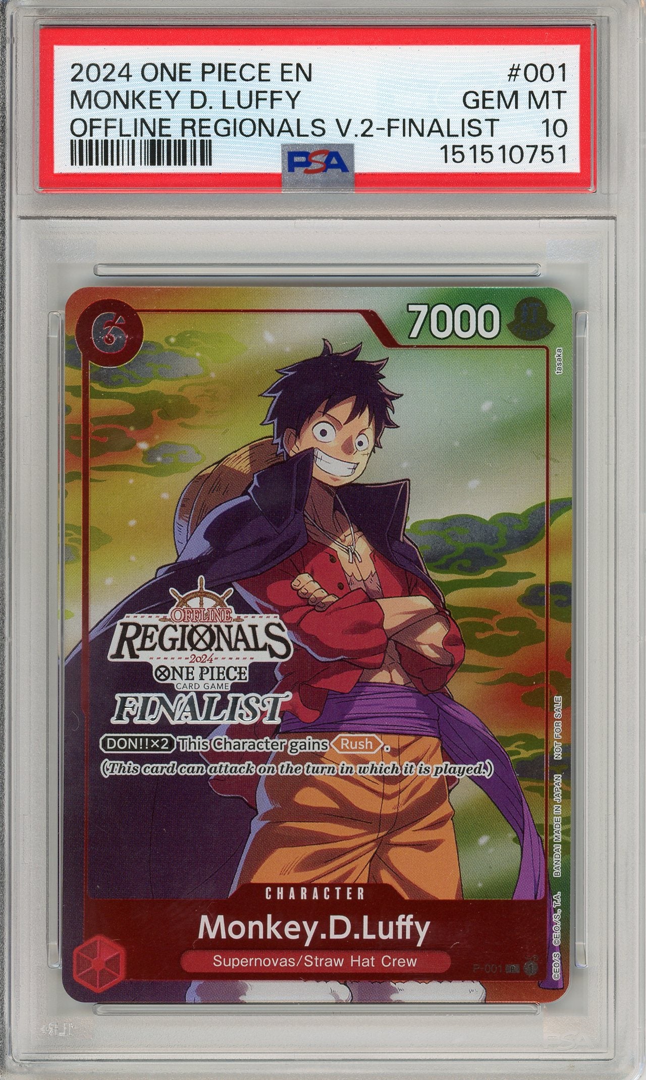 One Piece Graded: Monkey D. Luffy P-001 Offline Regionals V.2