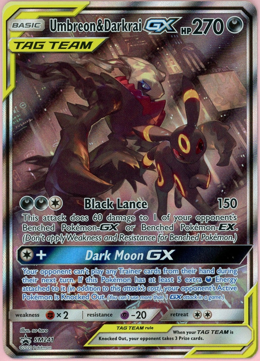 Pokemon SIngle: Umbreon & Darkrai GX #SM241 Sun & Moon Promo (2020) Full Art NM