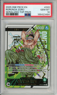 One Piece Graded: Roronoa Zoro OP12-020 Serialized Top Prize 2025 PSA 10