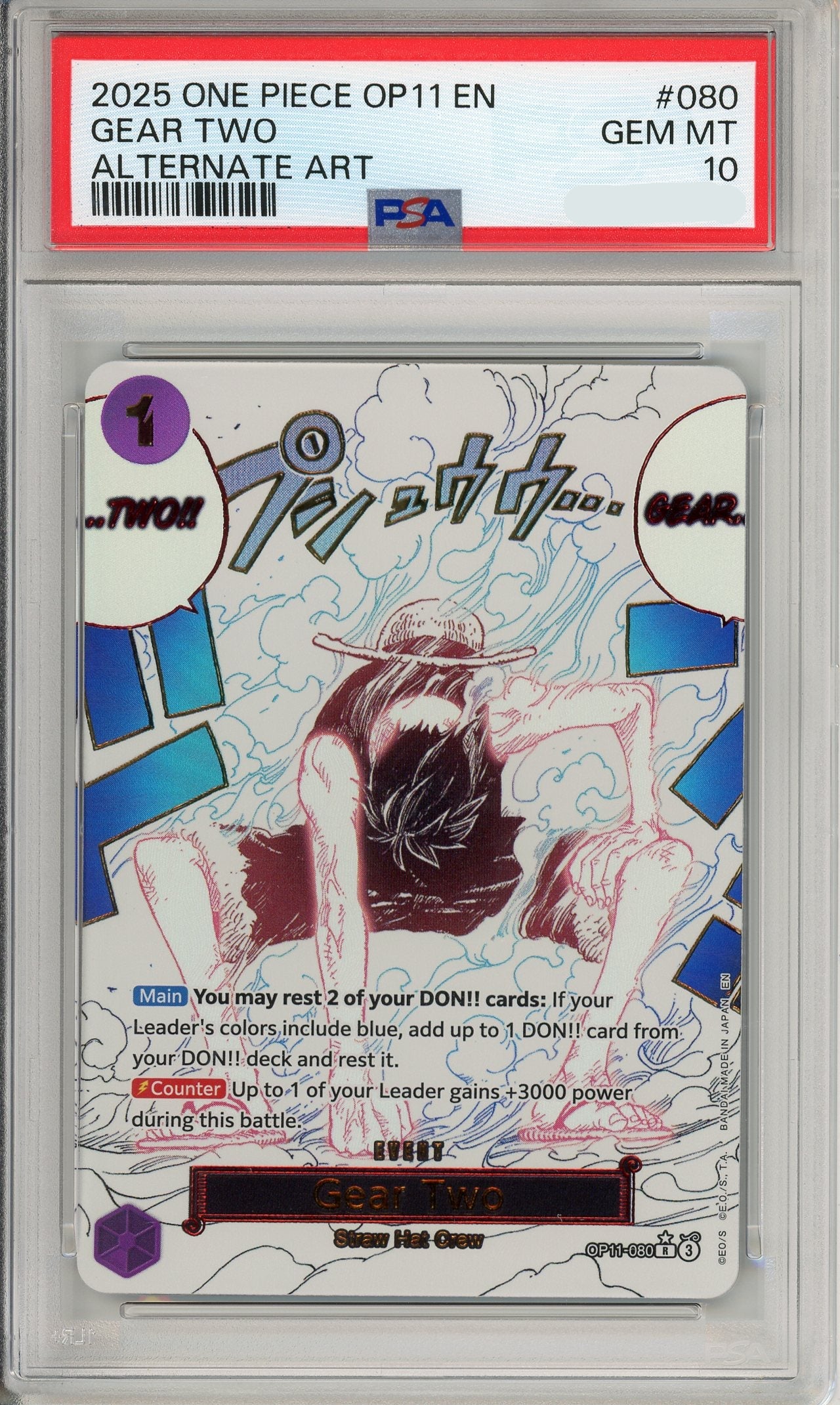 One Piece Graded: Gear Two OP11-080 Alternate Art Event Manga PSA 10 – Double Infinity Gaming