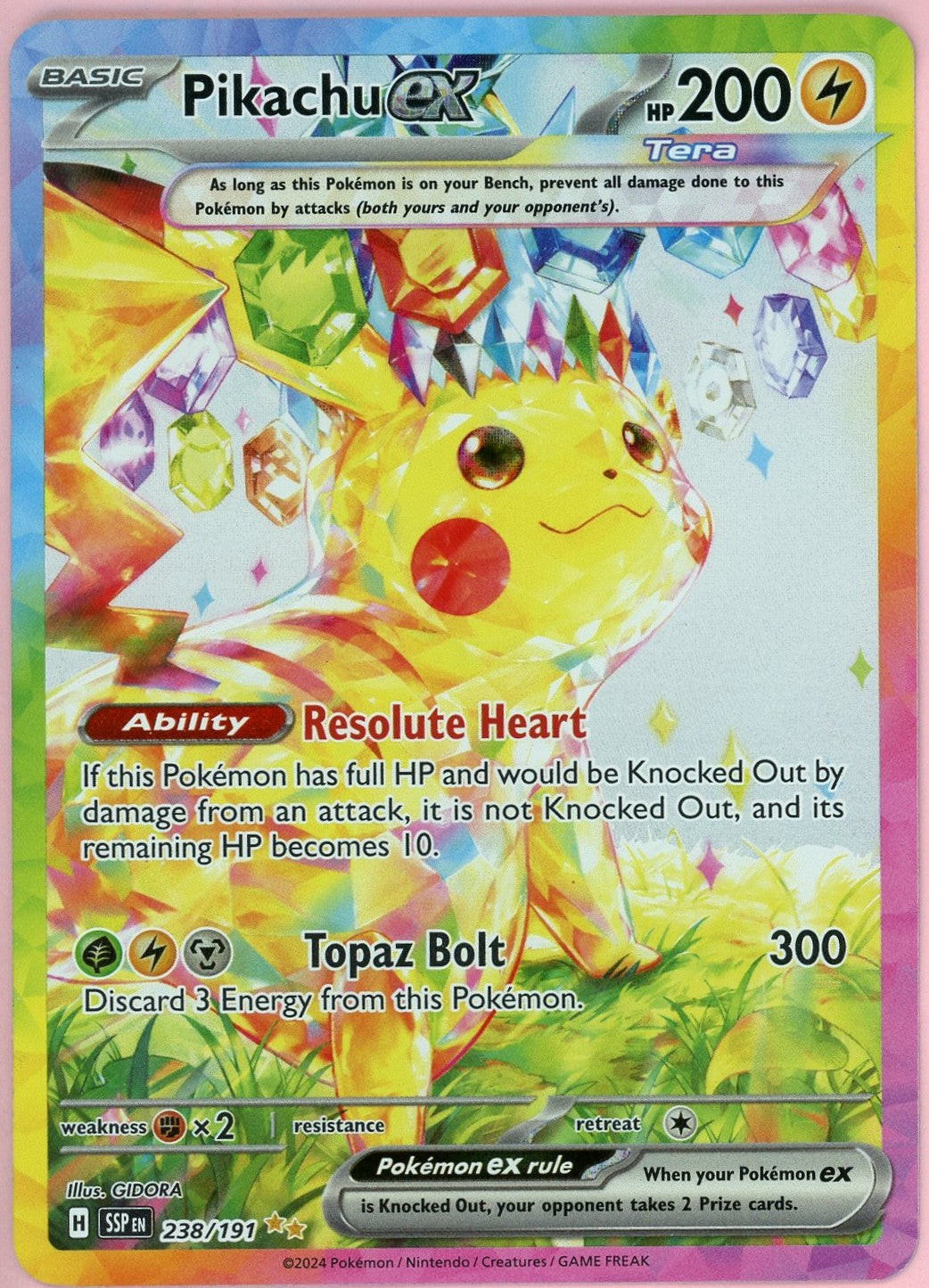 Pokemon Graded: Pikachu ex 238/191 Surging Sparks (2024) SIR NM