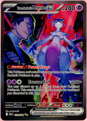 Pokemon Single: Team Rocket's Mewtwo ex 231/182 Destined Rivals (2025) SIR NM