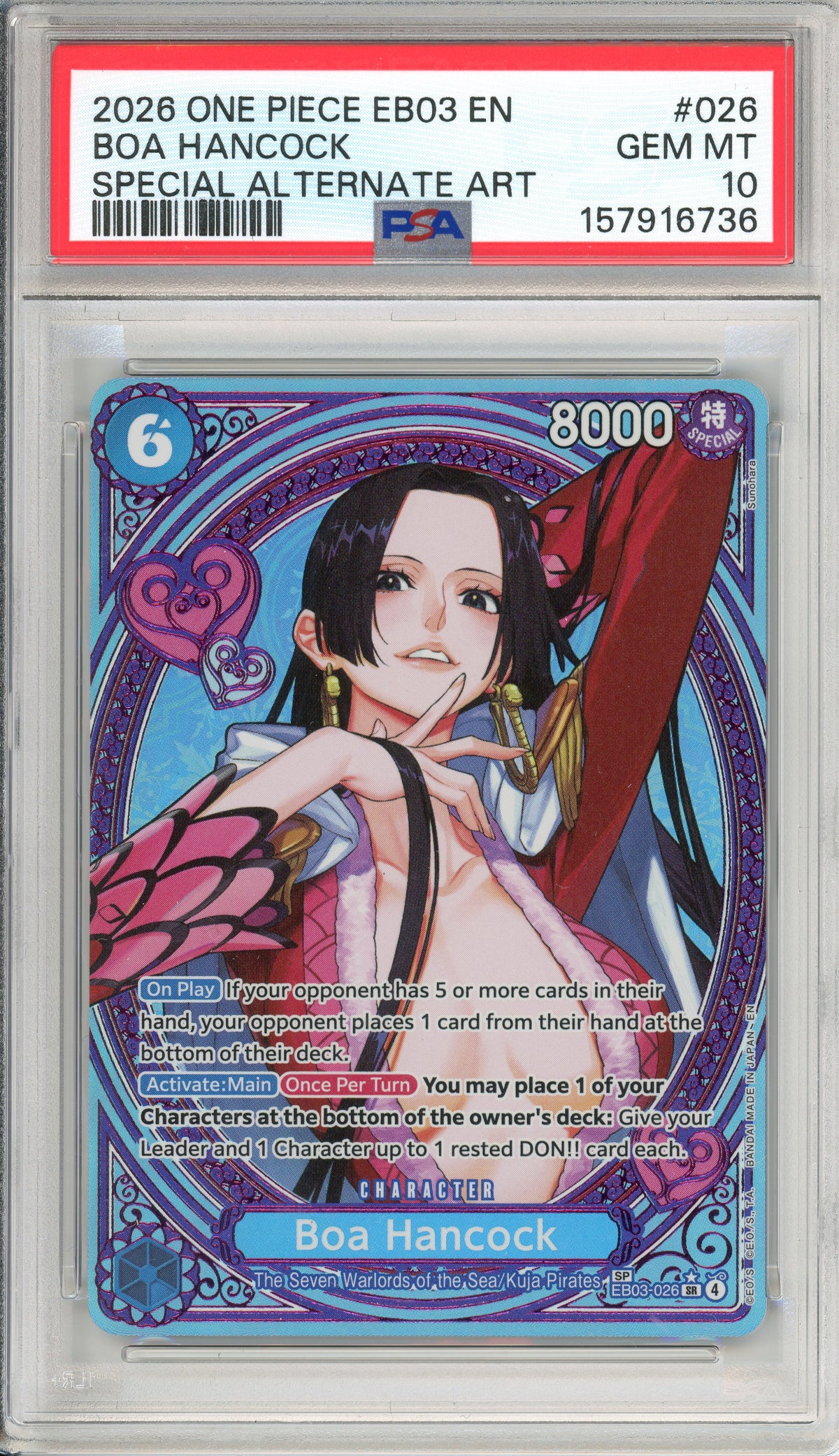 One Piece Graded: Boa Hancock EB03 Special Alternate Art (2026) PSA 10