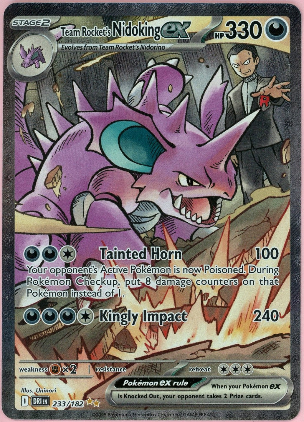 Pokemon Single: Team Rocket's Nidoking ex 233/182 SIR NM