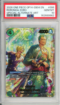 Pokemon Graded: Roronoa Zoro #6 OP14-EB04 Special Alt Art (2026) PSA 10