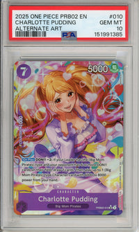 One Piece Graded: Charlotte Pudding PRB02-010 Alternate Art PSA 10