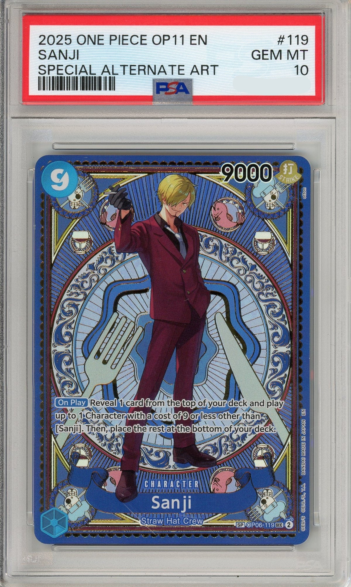 One Piece Graded: Sanji OP06-119 Special Alternate Art PSA 10