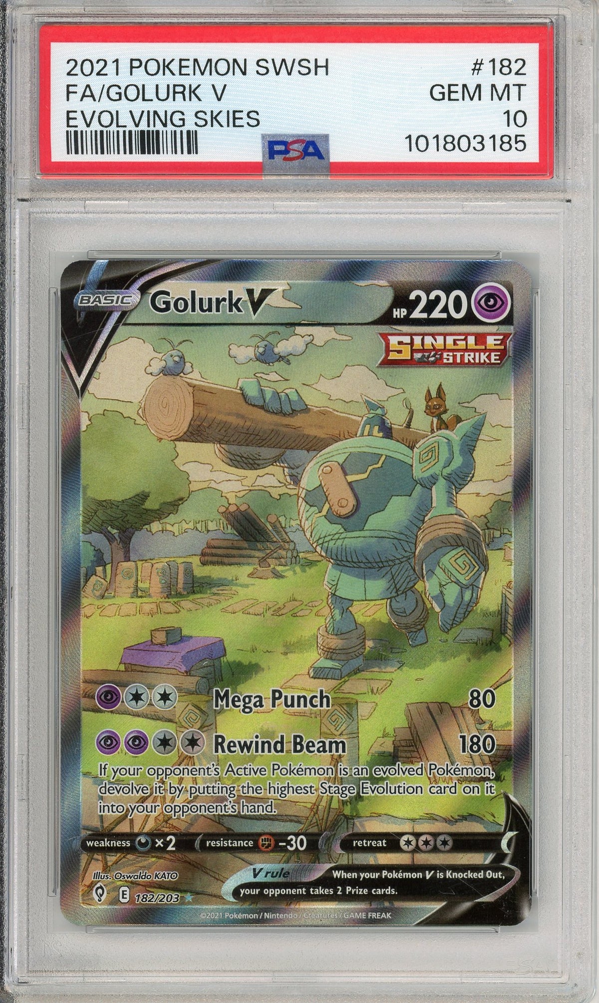 Pokemon Graded: Golurk V 182/203 Evolving Skies (2021) Full Art Holo PSA 10