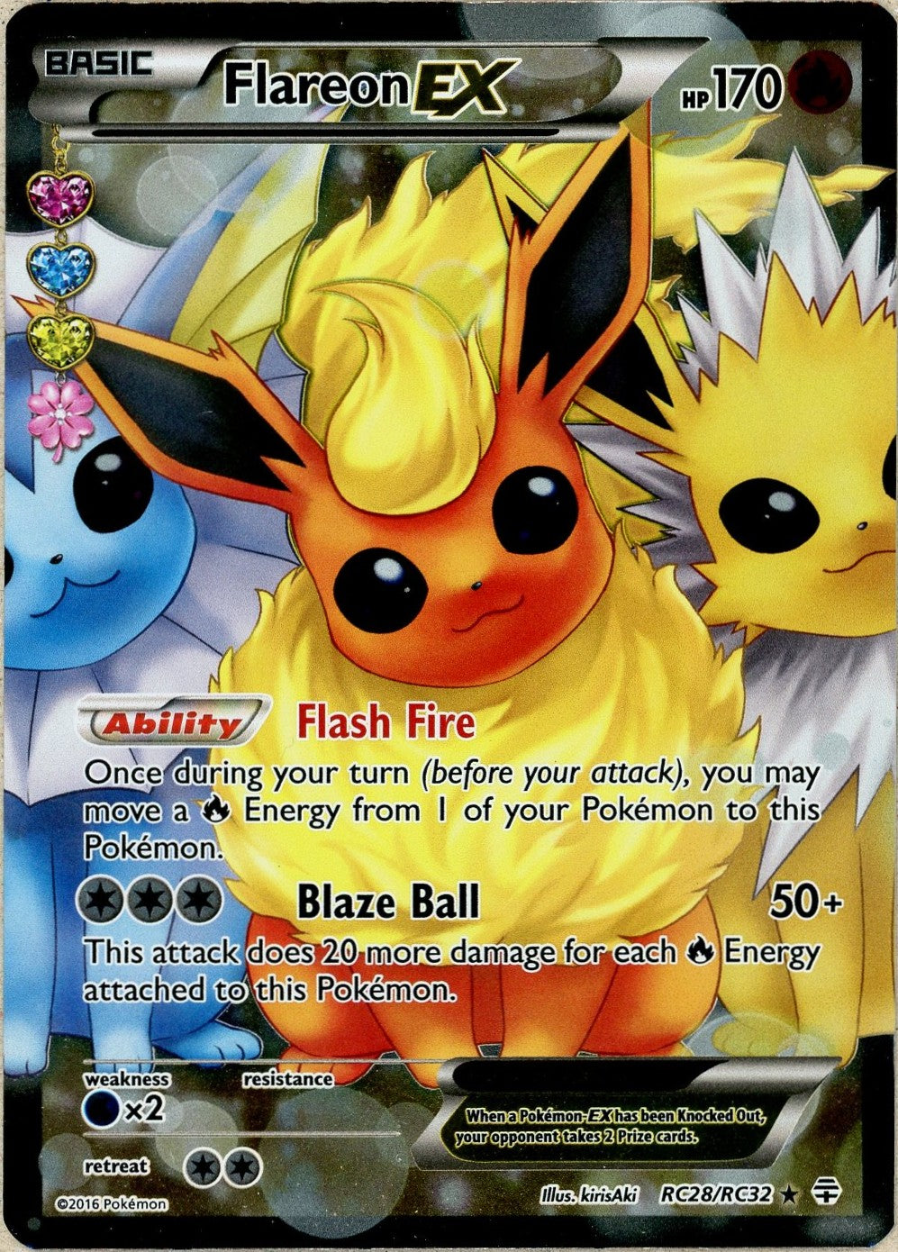 Pokemon Single: Flareon ex RC28/RC32 Generations Radiant Collection (2016) Holo NM