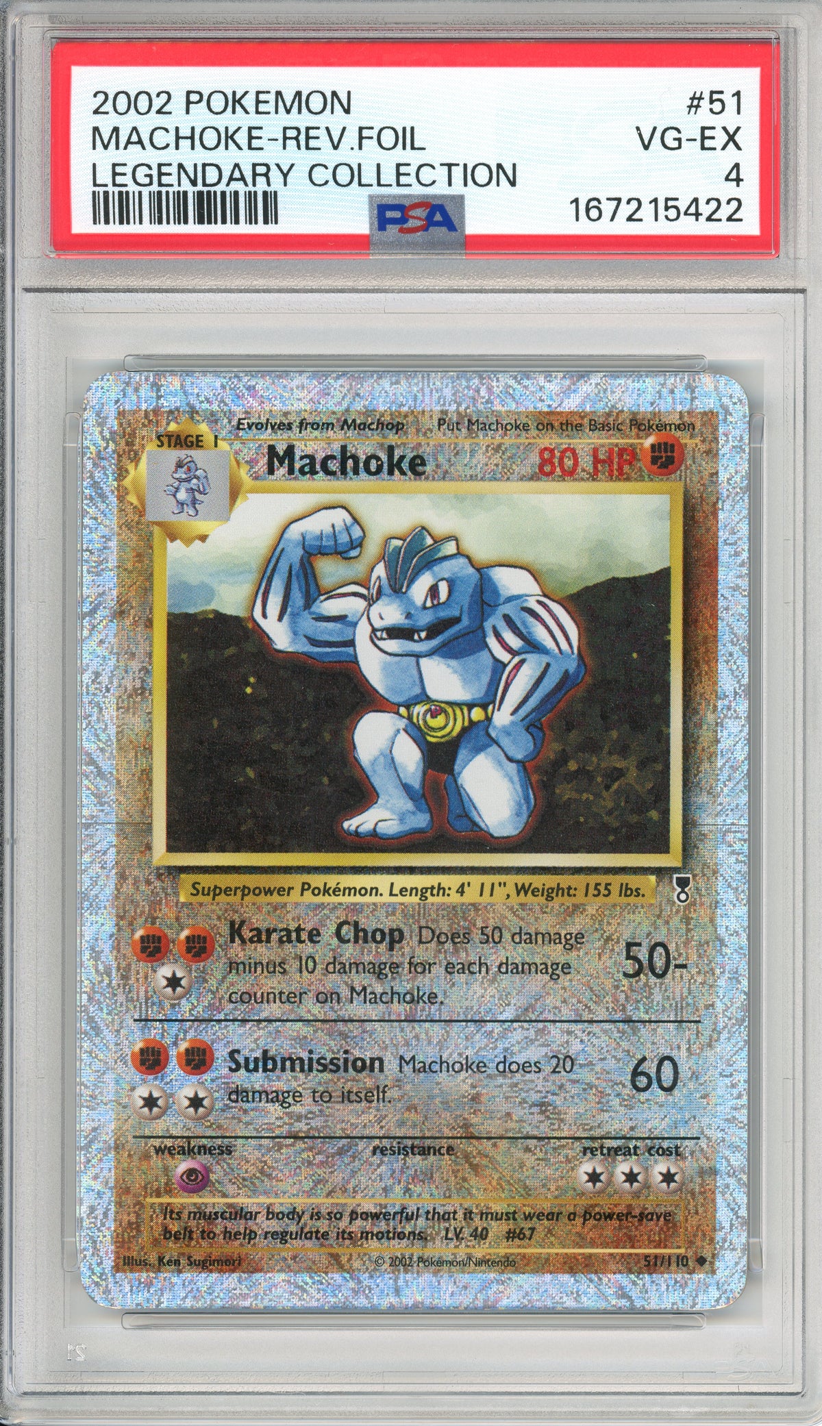 Pokemon Graded: Machoke 51/110 Legendary Collection (2002) Rev. Foil PSA 4